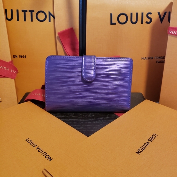Authentic Louis Vuitton EPI Wallet Handbag Metallic Purple Clutch 💜 Kisslock - Picture 2 of 8